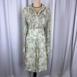 Madison Studio Skirt & Blouse Set Sz 6 100% Silk Sheer Top Metallic Pleated EUC